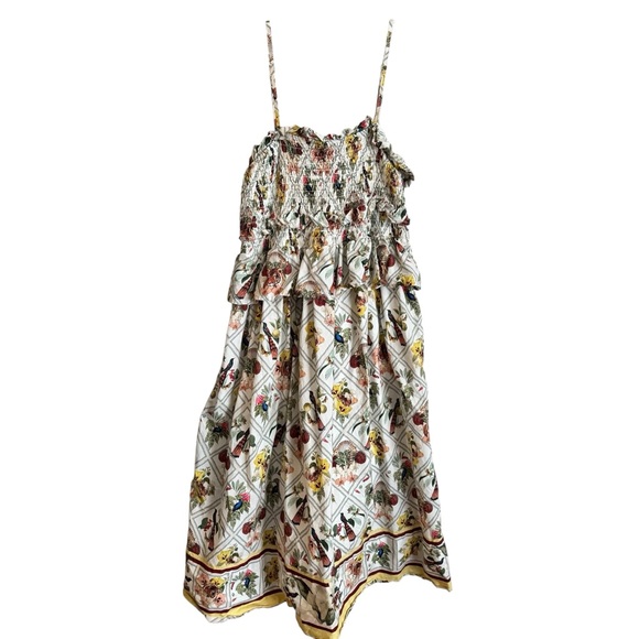 Anthropologie Floral Animal Patterned Smocked Midi Dress - Picture 2 of 7